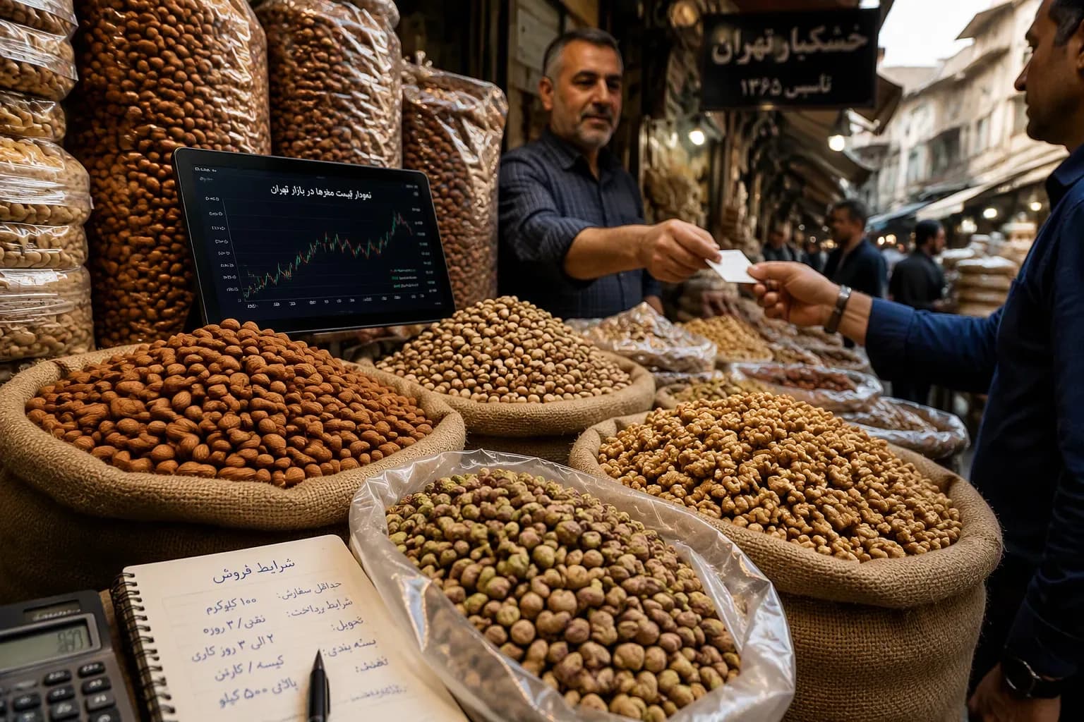 بازار فروش عمده آجیل و خشکبار برای تأمین فروشگاهها در تهران